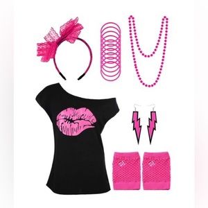 80s Punk Rocker Costume with Accessories, Adult Halloween Costume Teens NEW